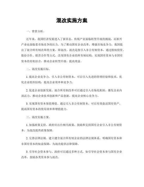 混改实施方案