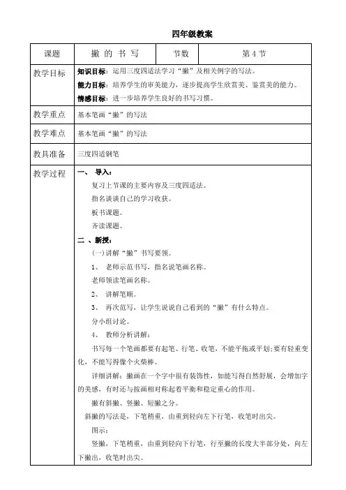撇的写法