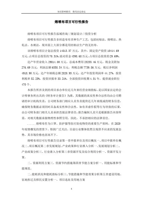 熔喷布项目可行性报告
