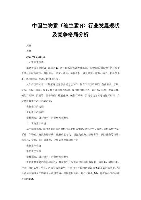 中国生物素(维生素H)行业发展现状及竞争格局分析