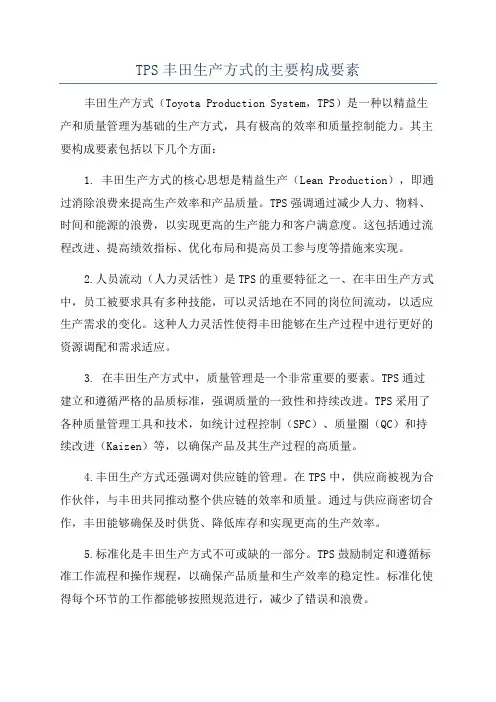 TPS丰田生产方式的主要构成要素
