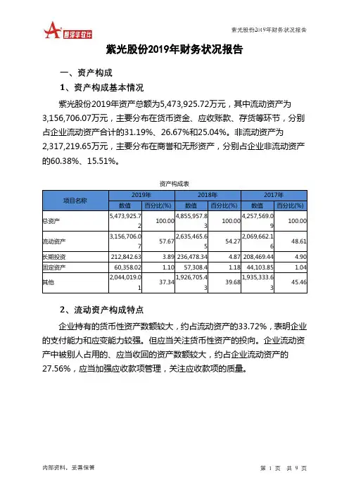 紫光股份2019年财务状况报告