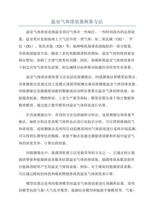 温室气体排放量核算方法