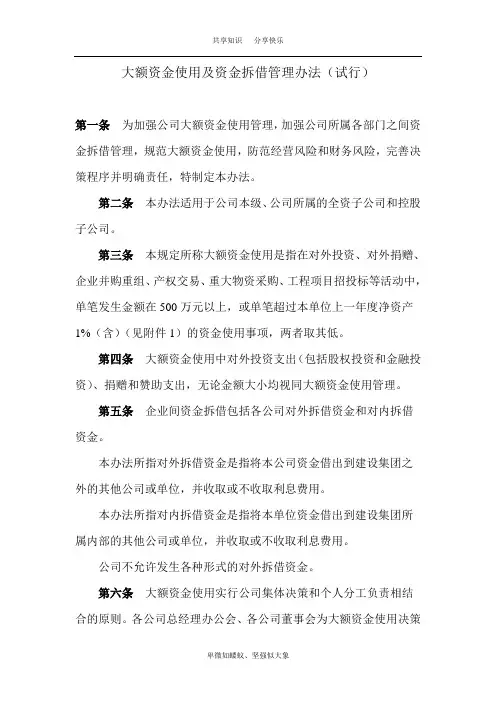 大额资金使用管理办法