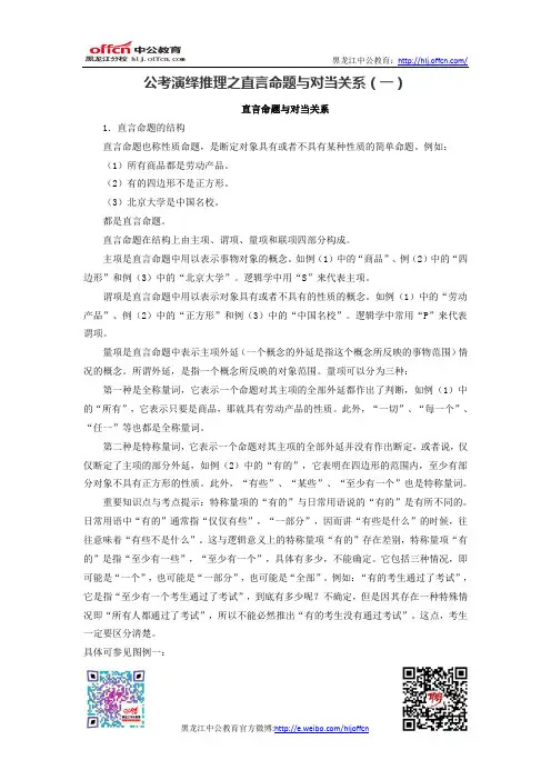 公考演绎推理之直言命题与对当关系(一)