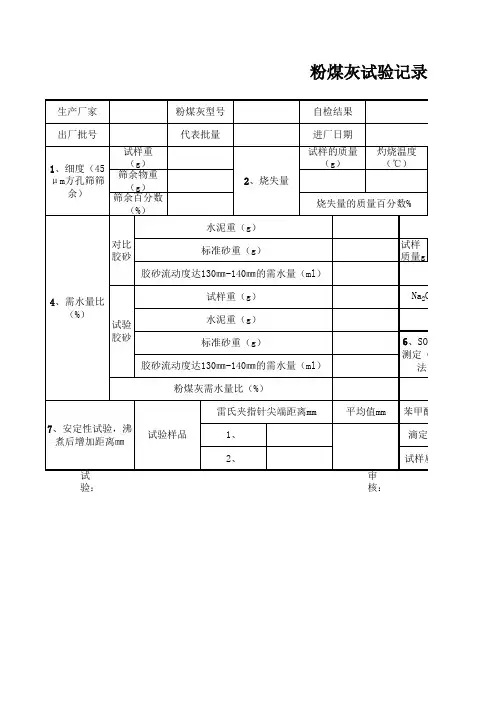 新规范粉煤灰原始记录