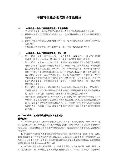 中国特色社会主义理论体系概论重点
