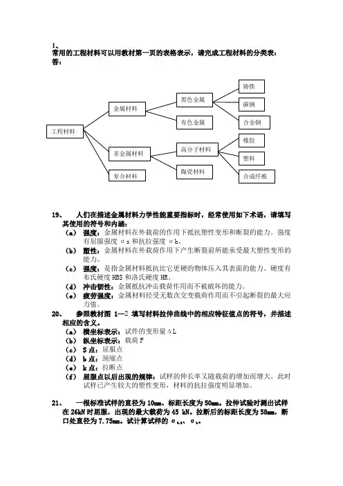 机械制造基础形成性考核第一次作业答案