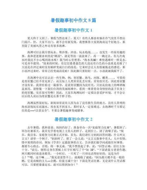 暑假趣事初中作文8篇