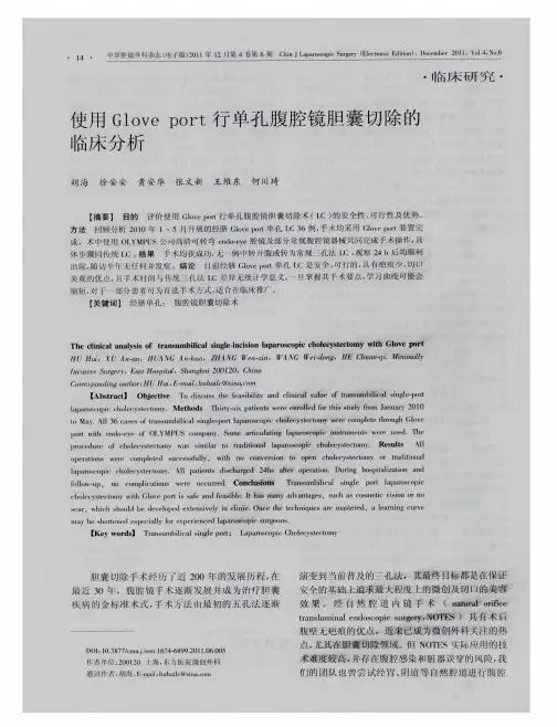 使用Glove port行单孔腹腔镜胆囊切除的临床分析