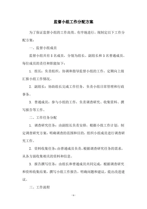 监督小组工作分配方案