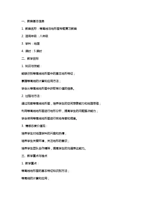 等高线与地形图专题复习教案