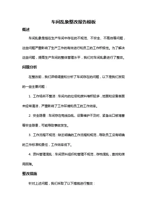 车间乱象整改报告模板