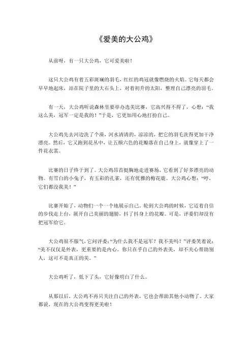 爱美的大公鸡故事内容