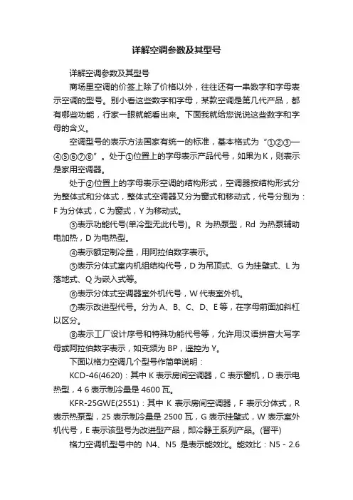 详解空调参数及其型号