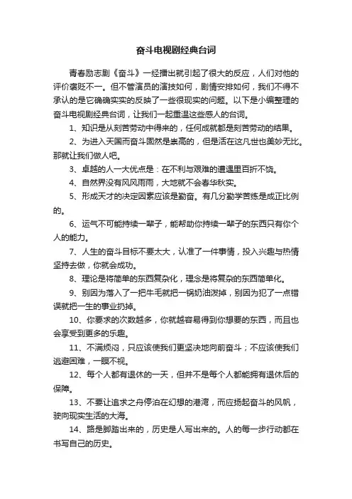奋斗电视剧经典台词