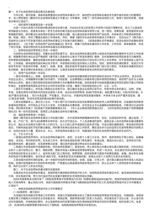 关于社会信用体系建设情况自查报告