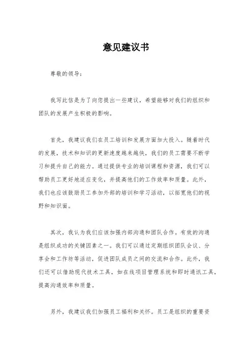 意见建议书