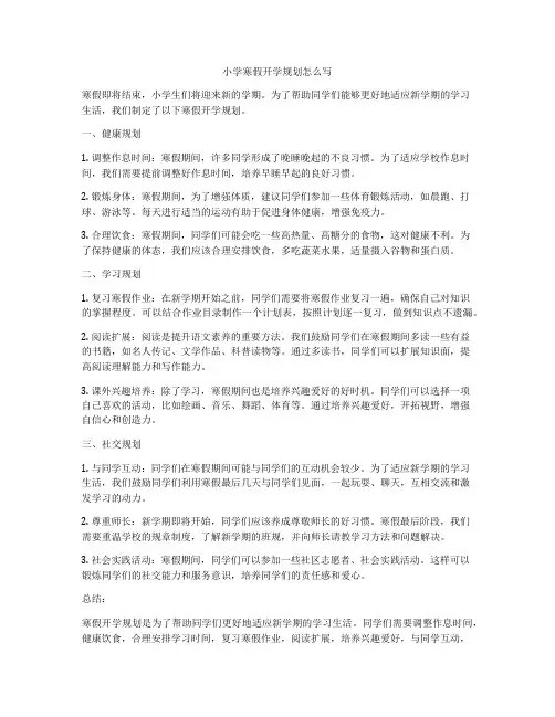 小学寒假开学规划怎么写