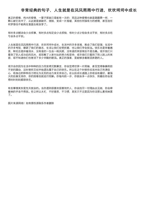 非常经典的句子，人生就是在风风雨雨中行进，坎坎坷坷中成长