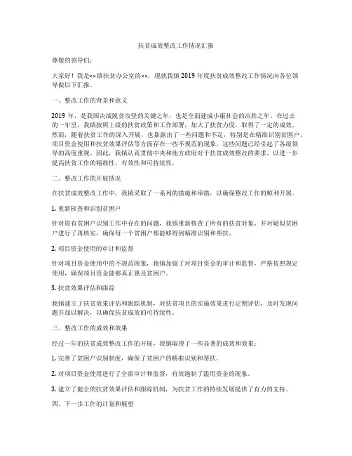 扶贫成效整改工作情况汇报