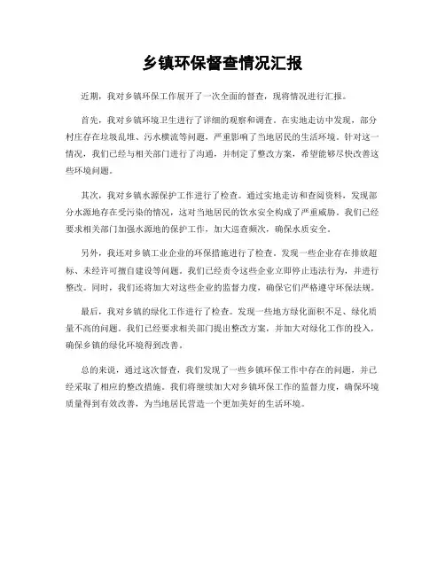 乡镇环保督查情况汇报