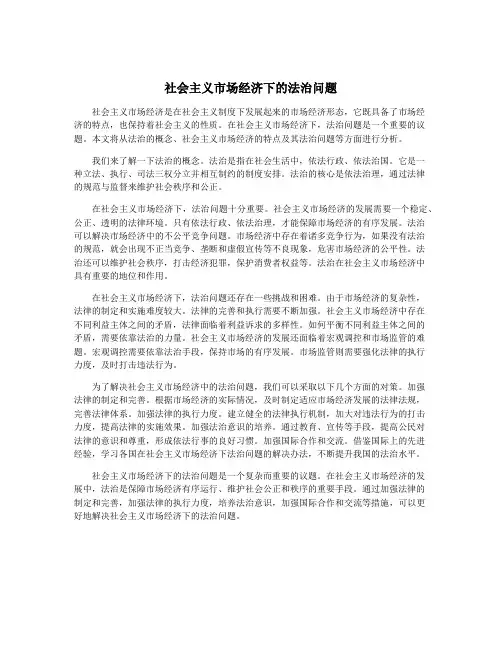 社会主义市场经济下的法治问题