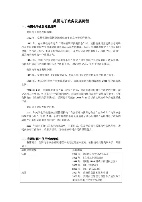 美国电子政务发展概述