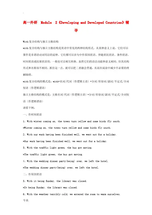 高中英语 Module 2《Developing and Developed Countries》文