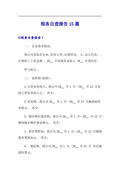 税务自查报告15篇