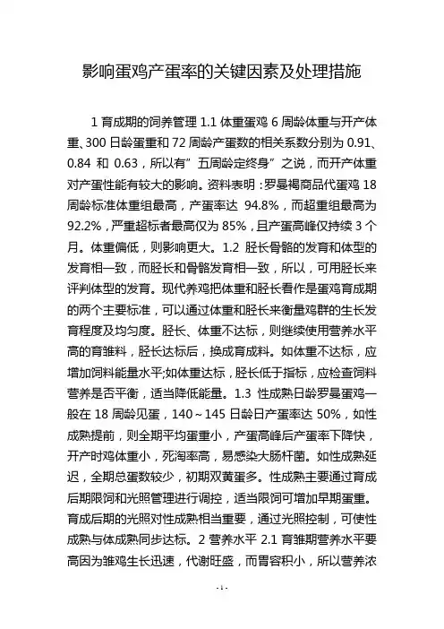影响蛋鸡产蛋率的关键因素及处理措施