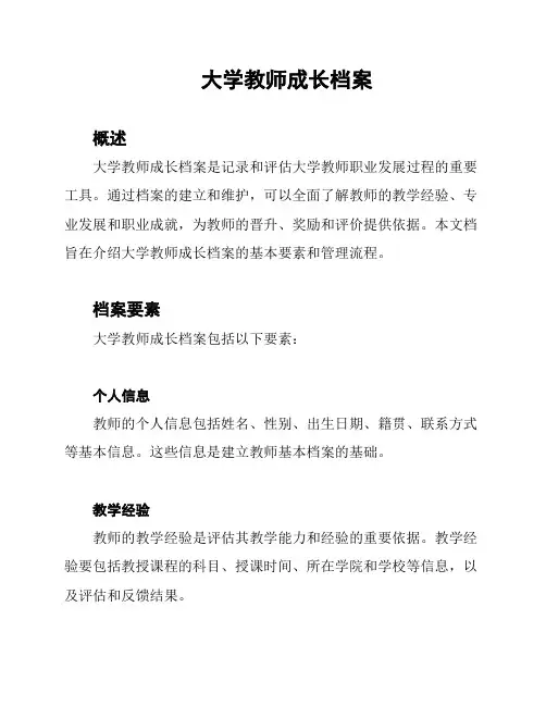 大学教师成长档案