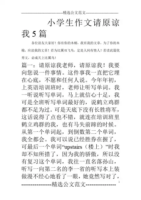 小学生作文请原谅我5篇