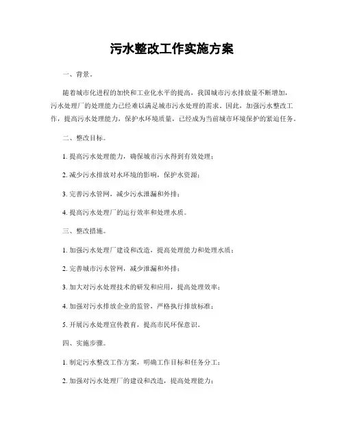 污水整改工作实施方案
