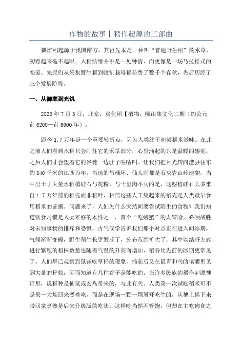 作物的故事︱稻作起源的三部曲