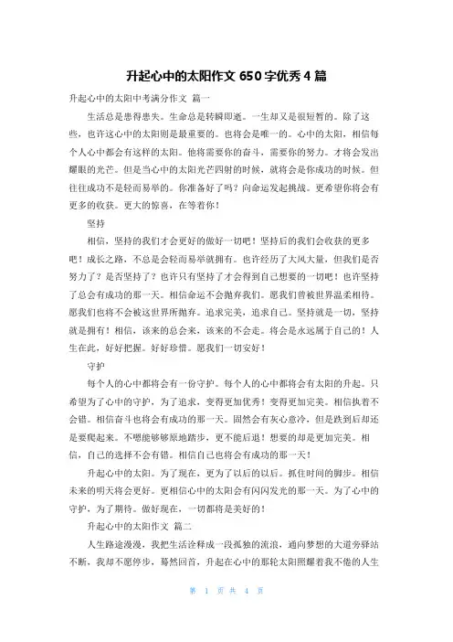 升起心中的太阳作文650字优秀4篇