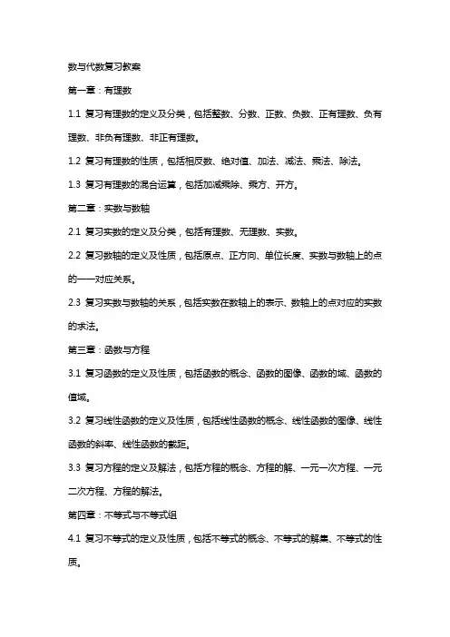 数与代数复习教案