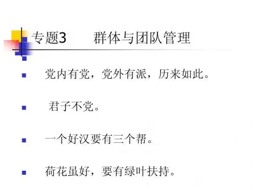 合群体与团队管理