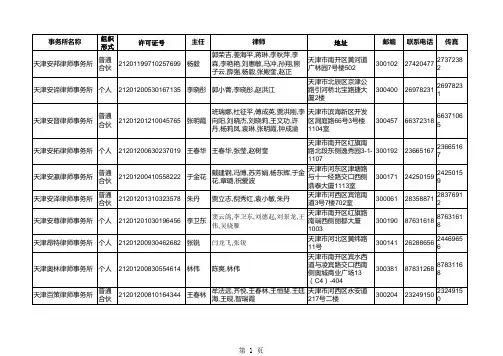 2014年天津律师事务所名录