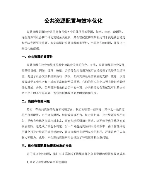 公共资源配置与效率优化