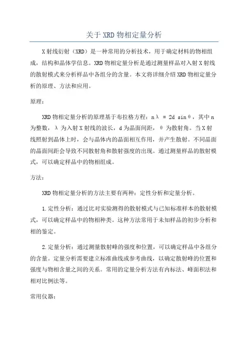 关于XRD物相定量分析