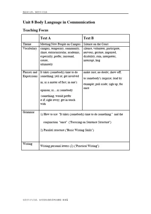 最新新视野英语教程(第三版)读写教程1电子教案Unit 8