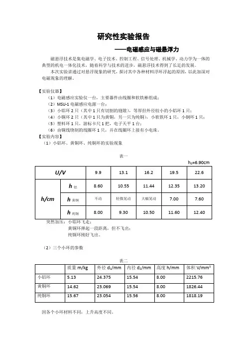 电磁感应与磁悬浮力