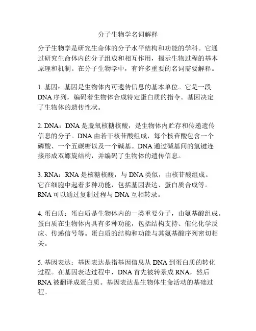 分子生物学名词解释