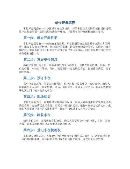 车位开盘流程