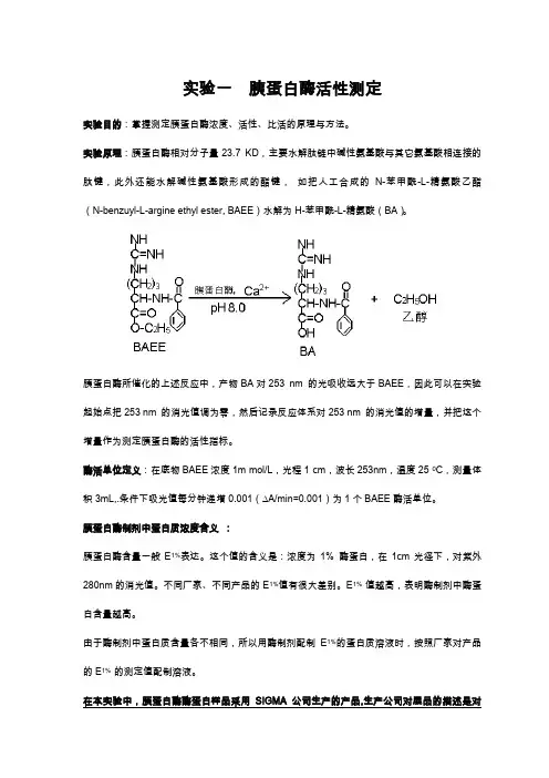胰蛋白酶活性测定
