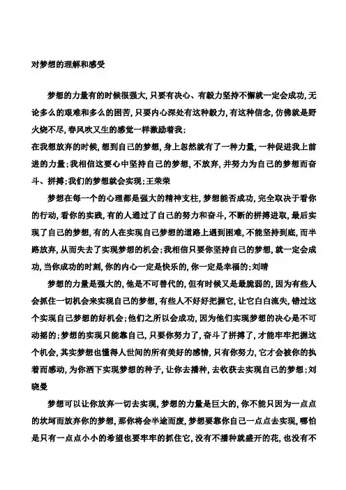 对梦想的理解和感受