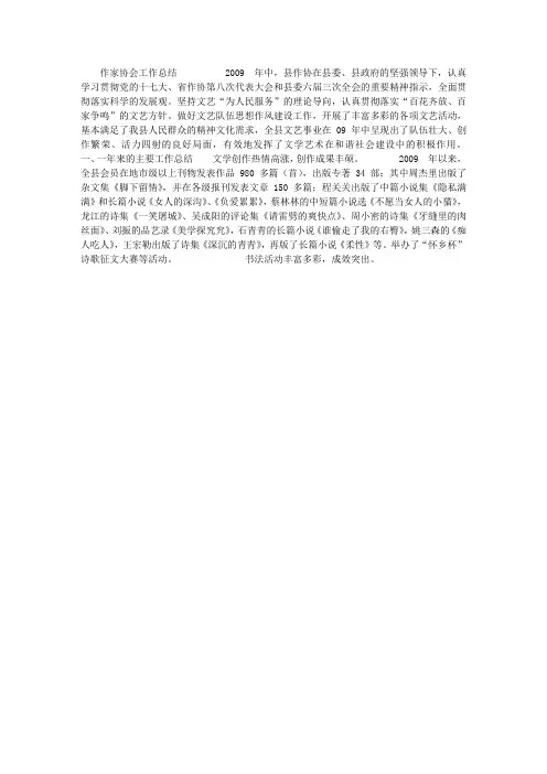 作家协会工作总结