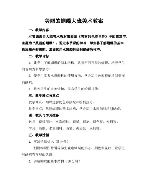 美丽的蝴蝶大班美术教案