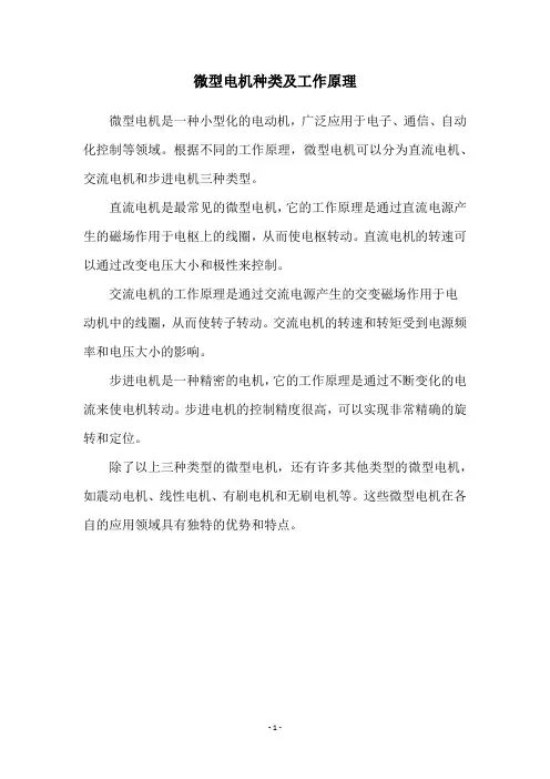 微型电机种类及工作原理